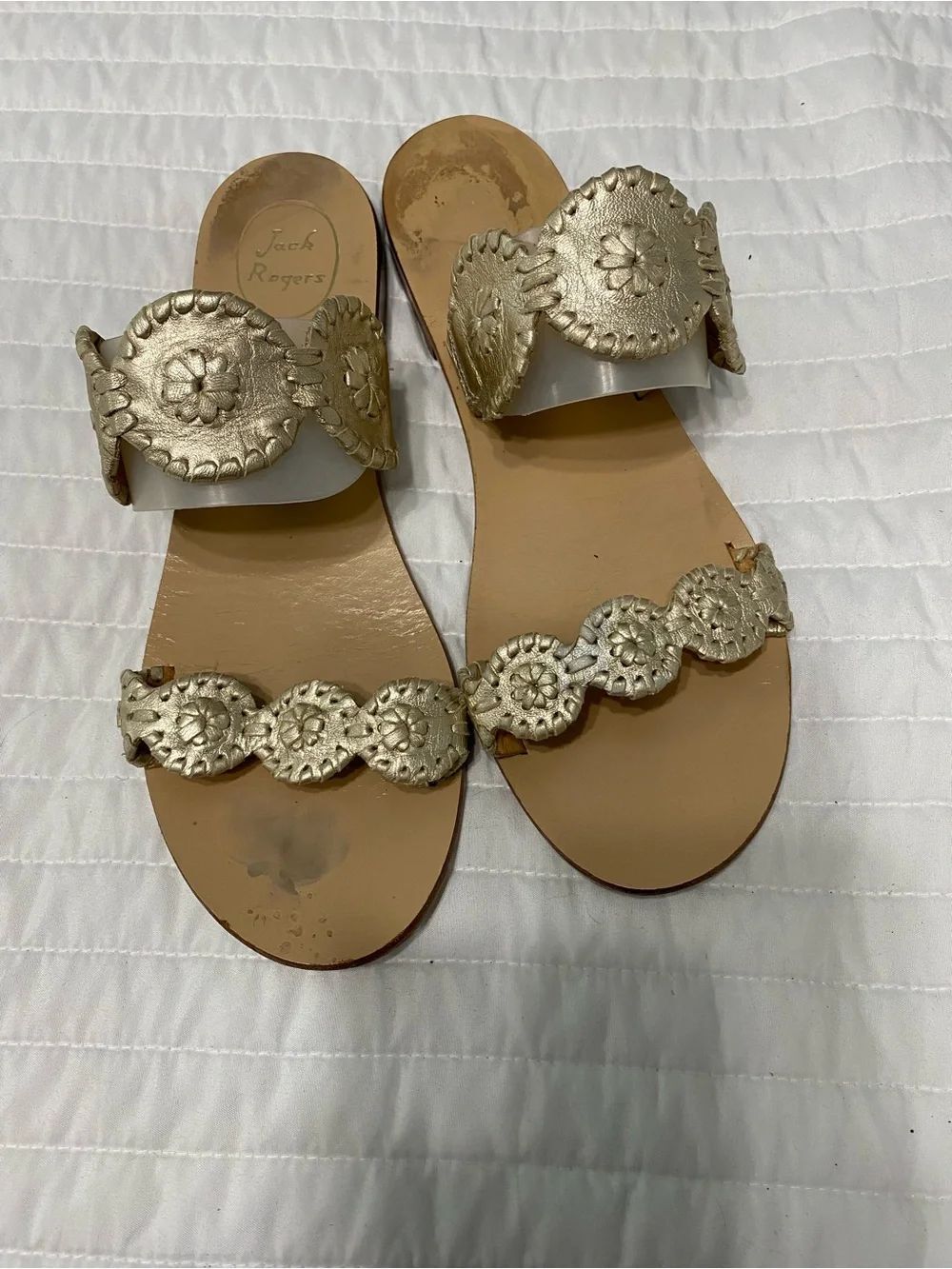 Jack Rogers Lauren Gold Metallic Sandals Women’s Size 9.5